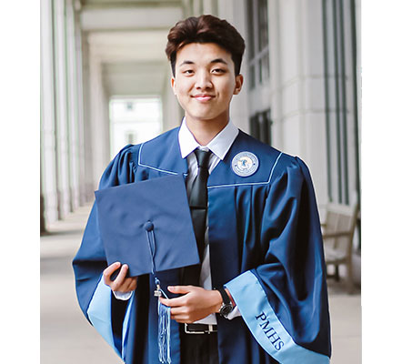 student in cap and gown